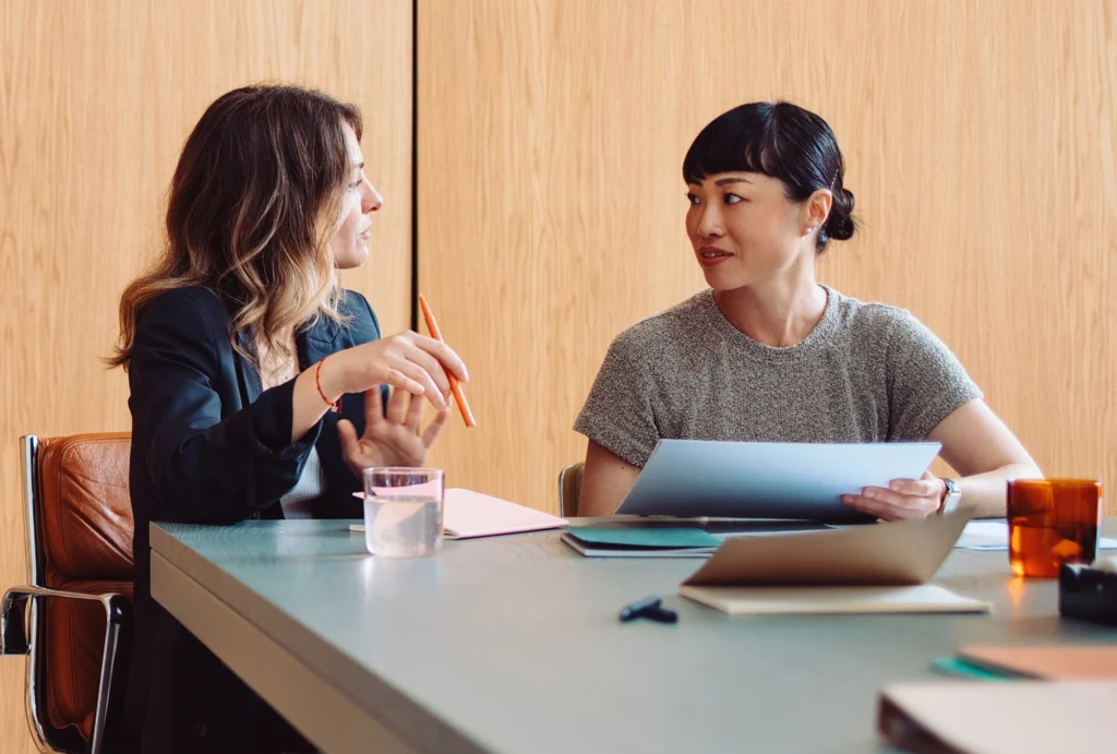 woman have a consultation with prospective financial advisor