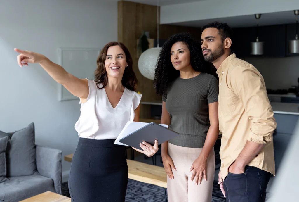 real estate agent showing a rental property